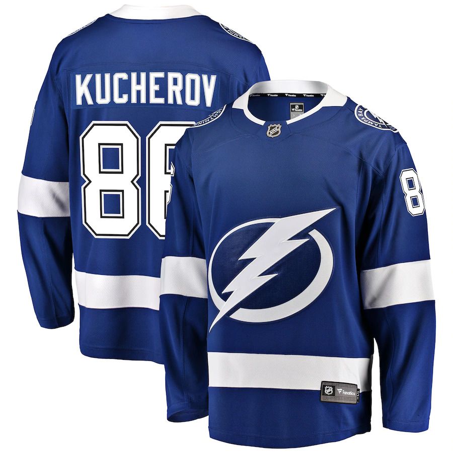 Men Tampa Bay Lightning #86 Nikita Kucherov Fanatics Branded Blue Home Breakaway Player NHL Jersey->tampa bay lightning->NHL Jersey